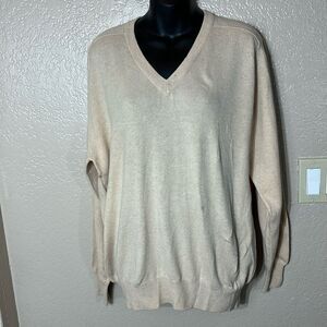 Erdos men’s pure cashmere sweater beige v neck capsule pullover quiet luxury 44